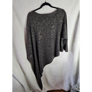 FRANK LYMAN Metallic Black Asymmetrical Top Size 10